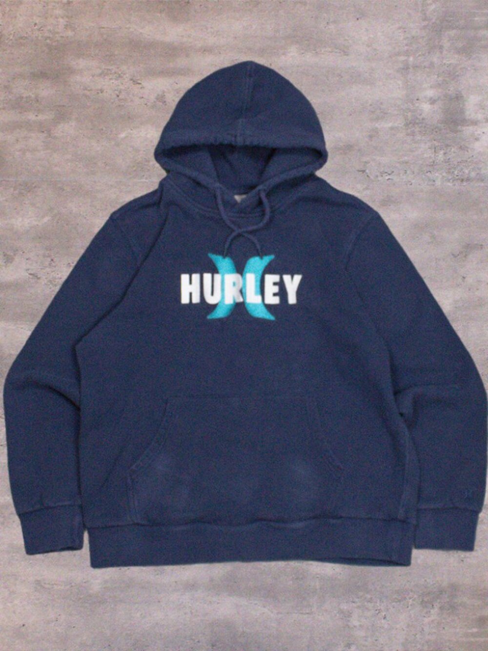 Vintage VTG Y2K 2000's 00's Hurley Embroidered Navy Pull‎ Over Hoodie